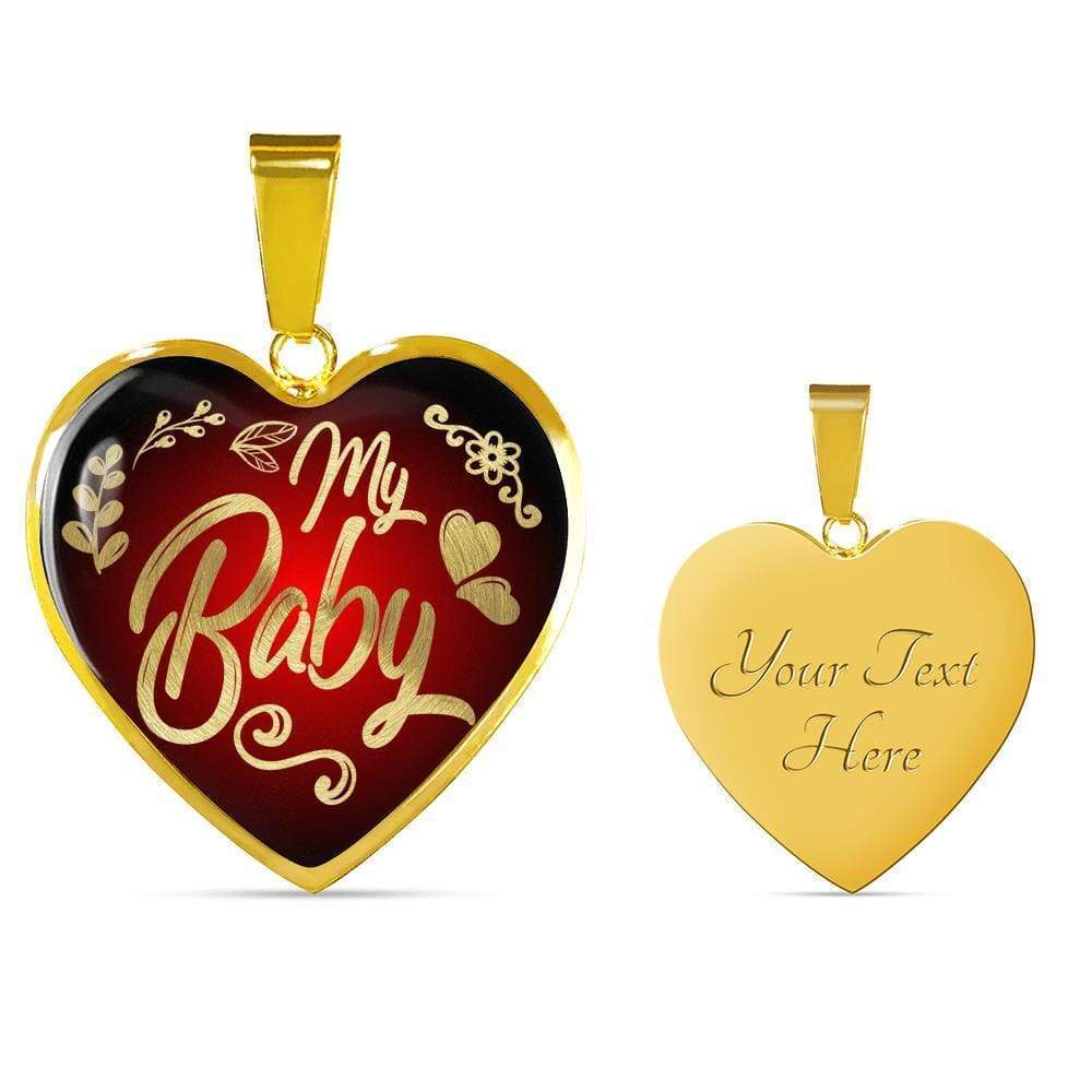 Love Message Necklace My Baby Personalized Engraved Gold Heart Necklace Custom